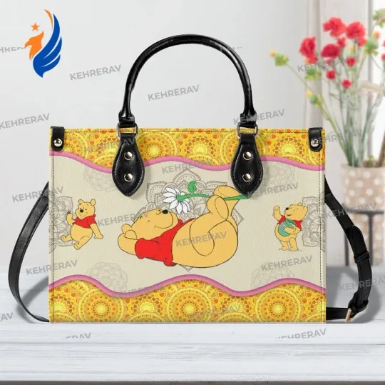 Discover Stylish Mandala Winnie The Pooh Leather Handbag