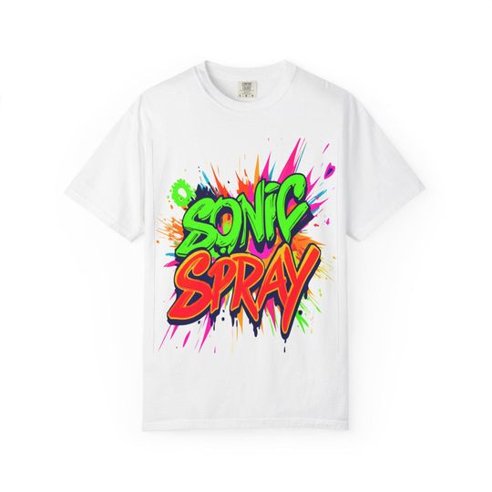 Discover Comfort Colors - Vibrant Graffiti Burst Sonic Spray T-shirt, Hip Hop Streetwear Tee
