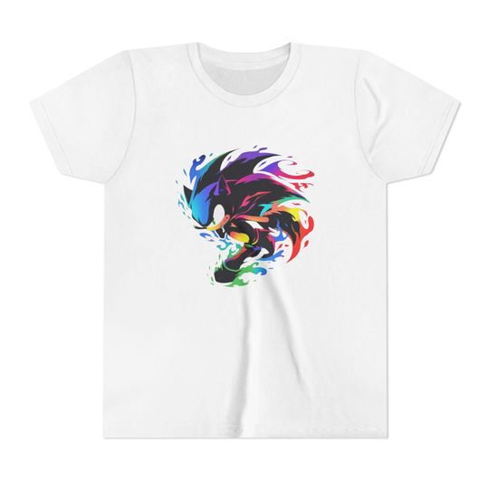 Discover Colorful Running Sonic Hedgehog Youth Tee | Rainbow Speed Graphic T-Shirt