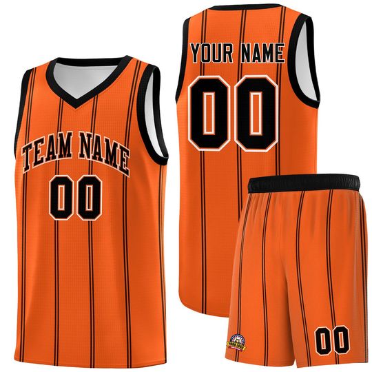 Discover Custom Striped Basketball Jersey V-neck Personalized Printed Name Number Logo Uniform Men Women For Fans