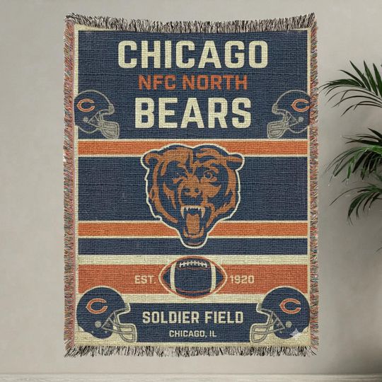 Vintage Chicago Bears Woven Blanket Throw  football Retro Football Fan Home Decor Gift