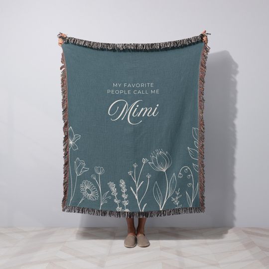 Discover Personalized Blanket for Grandma Present Group Gift from Grandkids Floral Nana Woven Throw Unique Grandma Birthday Gift for Grandparent