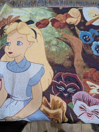 Discover Disney Alice in Wonderland Woven Blanket  48x60 Tapestry Throw  Made in USA