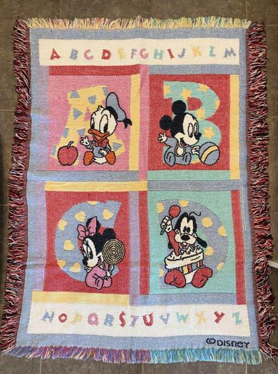 Discover Walt Disney Mickey Babies Woven Throw Blanket Tapestry Mickey Minnie Donald