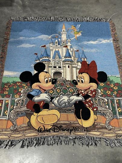 Discover Disney World, Throw, 59x49", Mickey Mouse, Minnie Mouse, Tapestry, Decor, Vintage, ~ 251227-WH 601