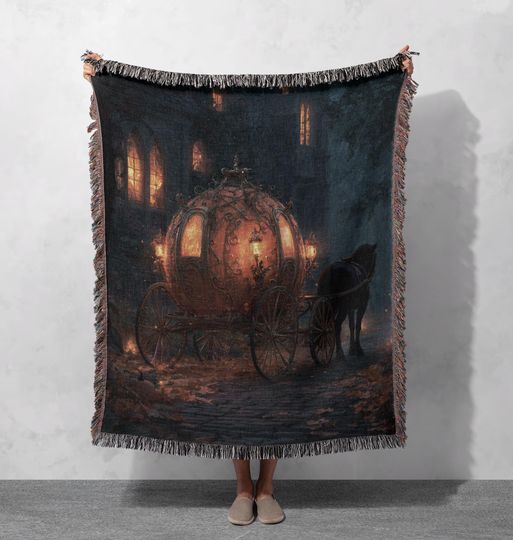 Discover Fairytale Lover Gift Woven Blanket 100% Cotton, Princess Storybook Throw Blanket, Magical Reader Woven Tapestry, Dark Academia Decor, Gift.