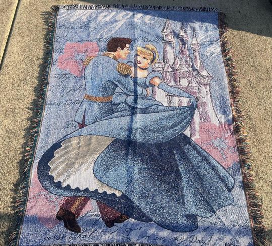 Discover Vintage Disney Cinde & Prince Charming Tapestry Blanket