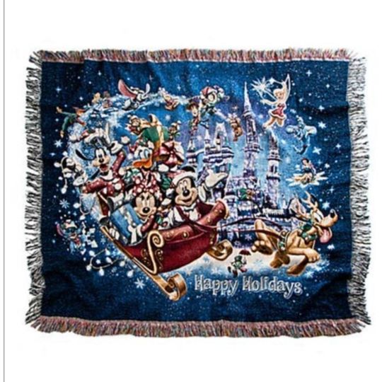 Discover DISNEY PARKS Tapestry Throw Blanket 50 X 60 Happy Holidays Mickey Christmas