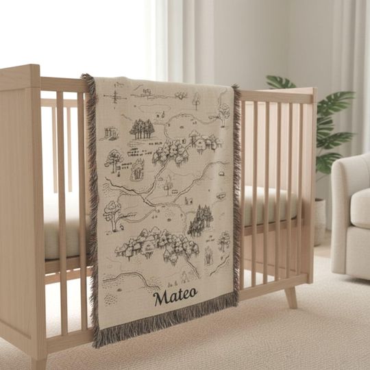 Discover Winnie The Pooh Blanket, Hundred Acre Wood Map, Classic Pooh Nursery Decor, Custom Storybook Baby Gift, Personalized Kids Bedding