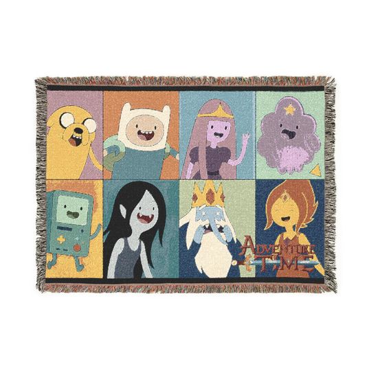 Discover Adventure Time Cartoon Woven Blanket  Cozy Cotton Throw
