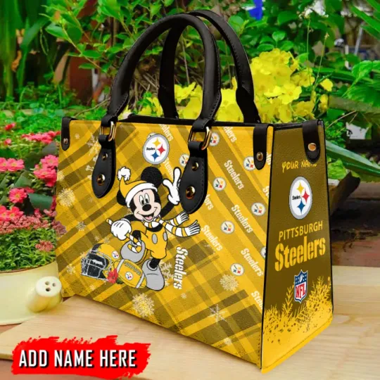 Pittsburgh Steelerss Personalized Christmas Leather Hand Bag BBLTHB470