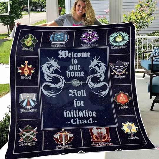 Dungeons And Dragons DnD Game Blanket, DnD Fleece Blanket, DnD Fans Mink Sherpa Blanket, Gift for Fans