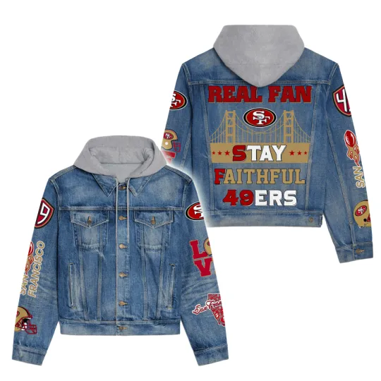 San Francisco 49erss Premium Hooded Denim Jacket New Collection AZBTHDJ000158
