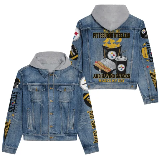 Pittsburgh Steelerss Premium Hooded Denim Jacket New Collection AZBTHDJ000169