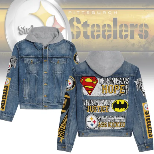 Pittsburgh Steelerss Premium Hooded Denim Jacket New Collection AZBTHDJ000127