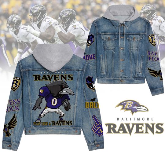 Discover Baltimore Ravenss Premium Hooded Denim Jacket New Collection AZBTHDJ000191