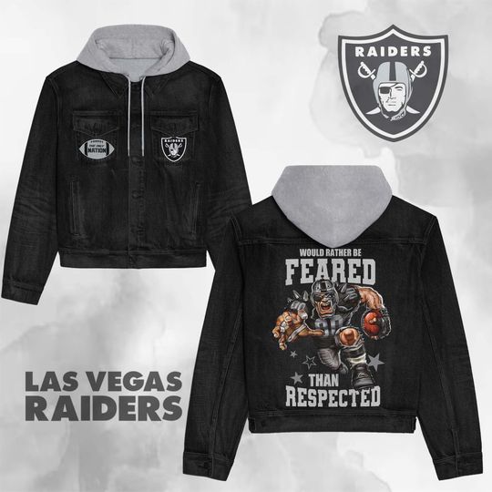 Discover Las Vegas Raiderss Premium Hooded Denim Jacket New Collection AZBTHDJ000172