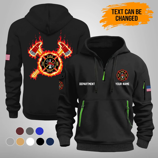 Personalized Name Love Firefighter Quarter Zip Hoodie