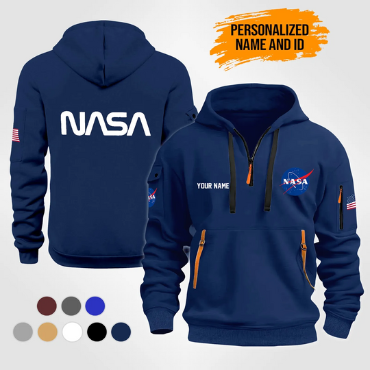 Discover Personalized Name NASA Quarter Zip Hoodie