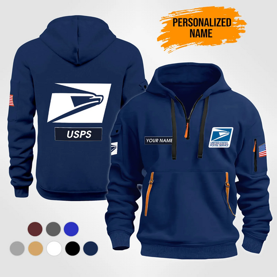 Personalized Name Love Postal Workers Quarter Zip Hoodie