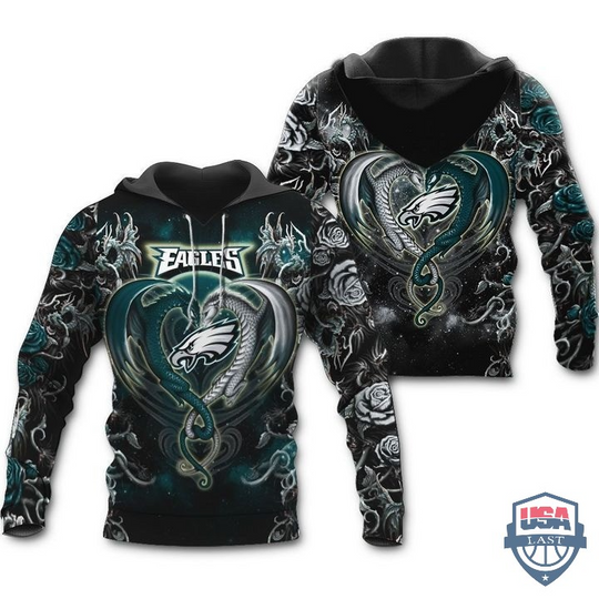 Discover Philadelphia Eagles Dragon football 3D Hoodie