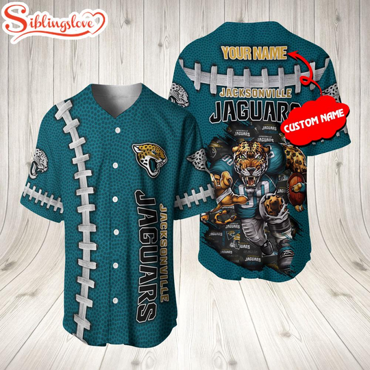 Custom Name Jacksonville Jaguars football Mascot 3D Baseball Jersey Shirt