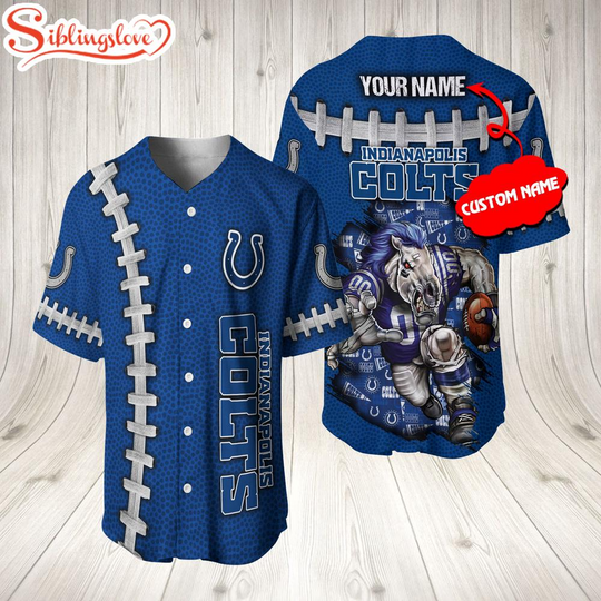 Custom Name Indianapolis Colts football Mascot 3D Baseball Jersey Shirt