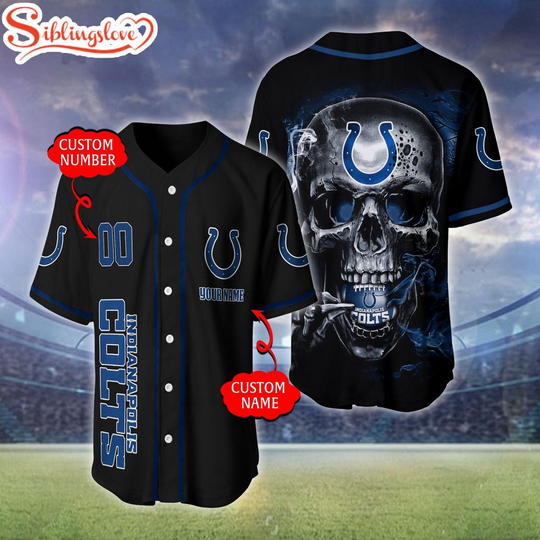 Custom Name And Number Indianapolis Colts football Skull Pattern Baseball Jersey For Fans