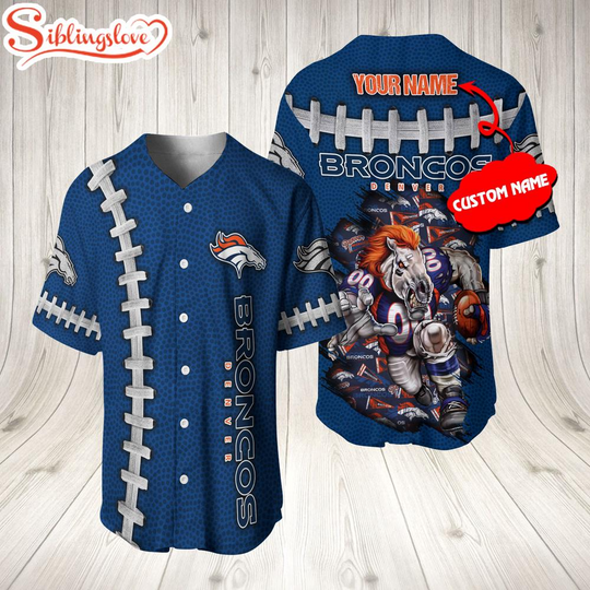 Custom Name Denver Broncos football Mascot 3D Baseball Jersey Shirt