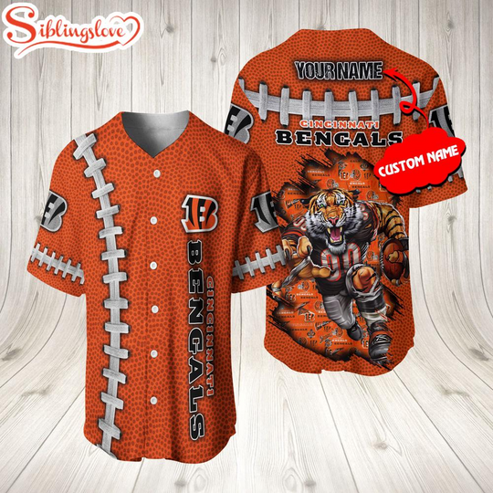 Custom Name Cincinnati Bengals football Mascot 3D Baseball Jersey Shirt