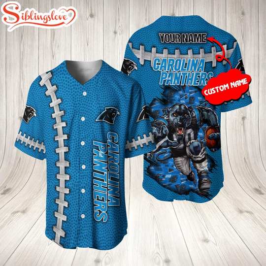 Discover Custom Name Carolina Panthers football Mascot 3D Baseball Jersey Shirt