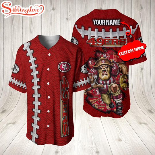 Custom Name San Francisco 49ers football Mascot 3D Baseball Jersey Shirt