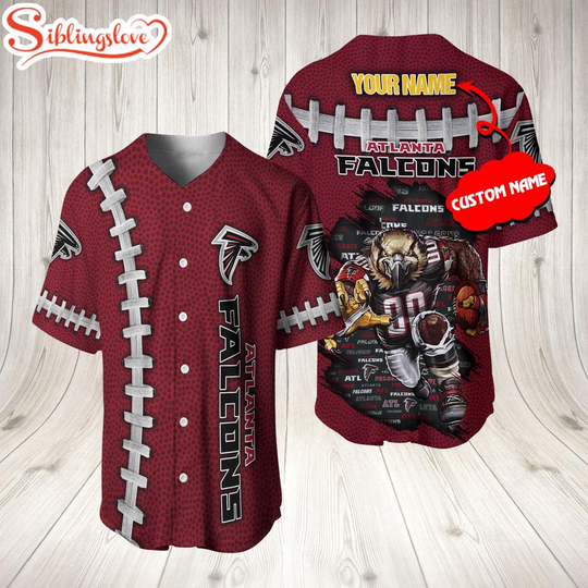 Discover Custom Name Atlanta Falcons football Mascot 3D Baseball Jersey Shirt