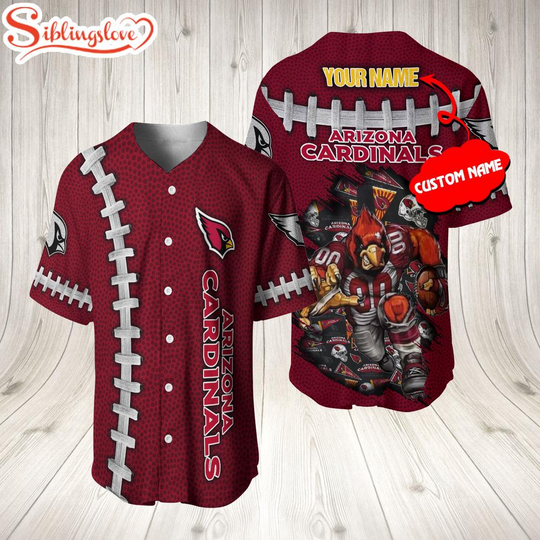 Discover Custom Name Arizonna Cardinals football Mascot 3D Baseball Jersey Shirt