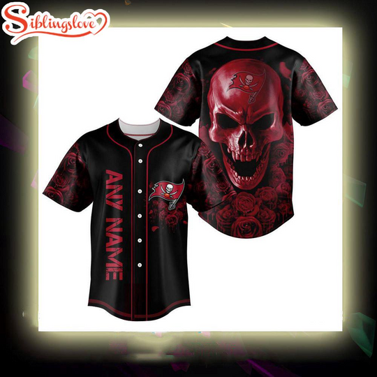 Custom Name Tampa Bay Buccaneers football Skull Rose 3D Baseball Jersey