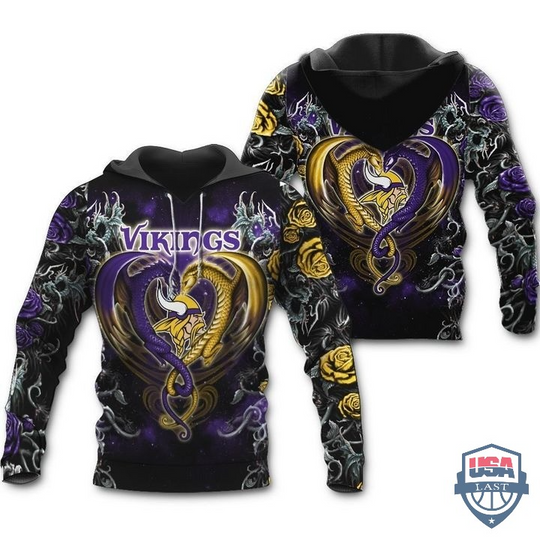 Minnesota Vikings Dragon football 3D Hoodie
