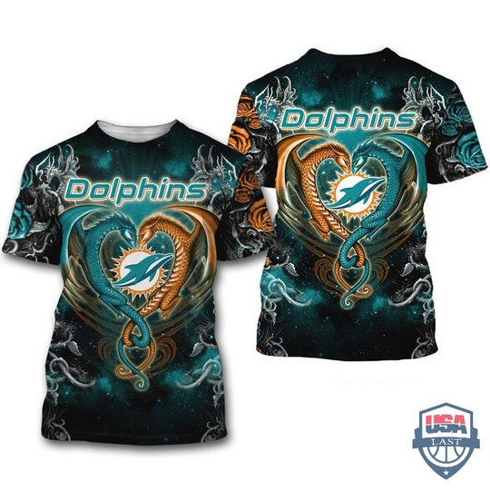 Miami Dolphins Dragon football 3D T-Shirt