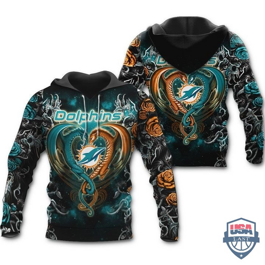 Miami Dolphins Dragon football 3D Hoodie