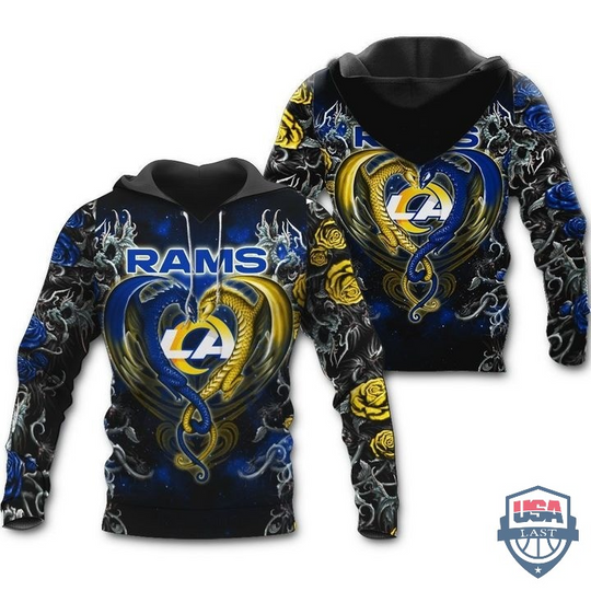 Discover Los Angeles Rams Dragon football 3D Hoodie
