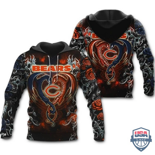 Chicago Bears Dragon football 3D Hoodie