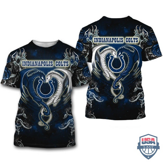 Indianapolis Colts Dragon football 3D T-Shirt