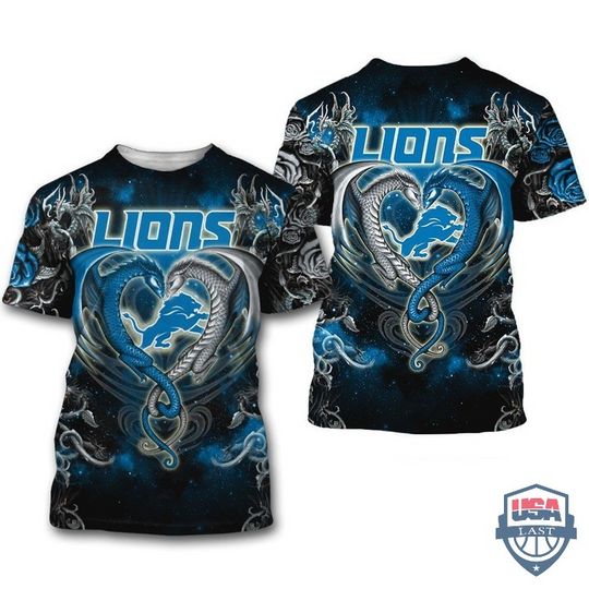 Detroit Lions Dragon football 3D T-Shirt
