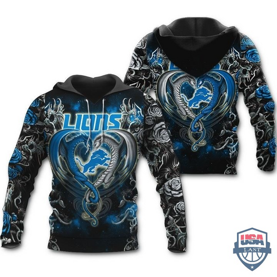 Detroit Lions Dragon football 3D Hoodie