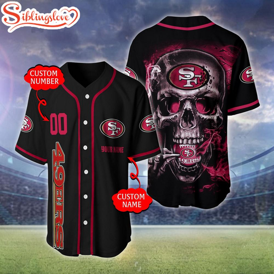 Custom Name And Number San Francisco 49ers football Skull Pattern Baseball Jersey For Fans