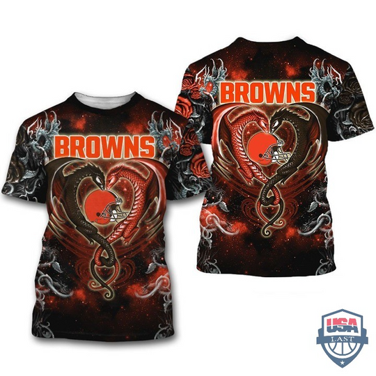 Cleveland Browns Dragon football 3D T-Shirt
