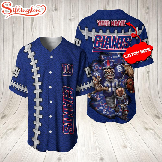 Custom Name New York Giants football Mascot 3D Baseball Jersey Shirt