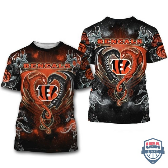 Cincinnati Bengals Dragon football 3D T-Shirt