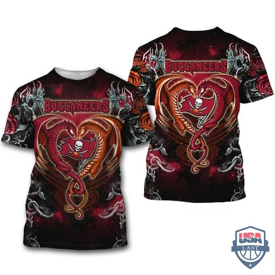 Tampa Bay Buccaneers Dragon football 3D T-Shirt