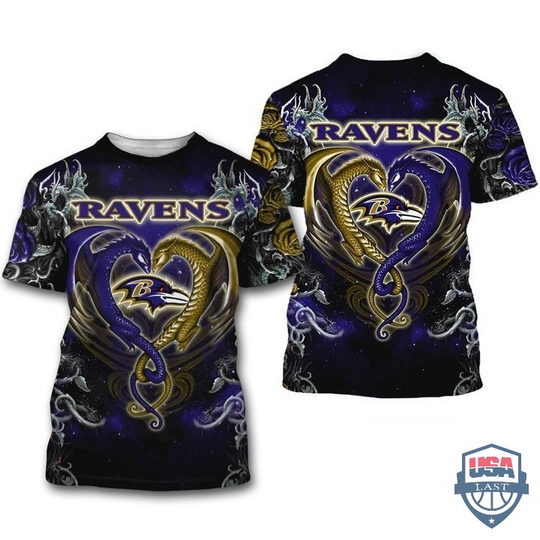 Baltimore Ravens Dragon football 3D T-Shirt