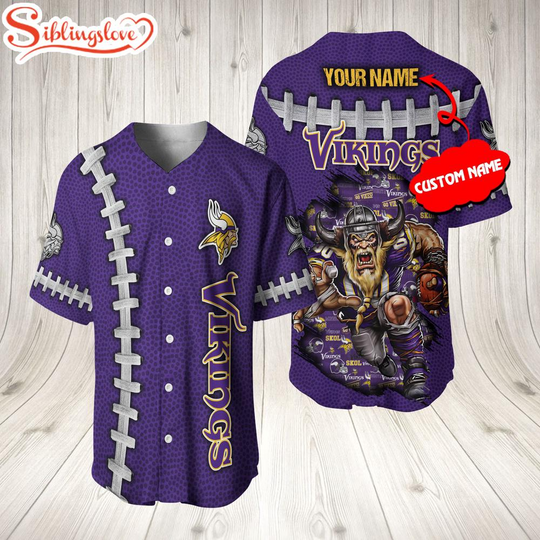 Custom Name Minnesota Vikings football Mascot 3D Baseball Jersey Shirt
